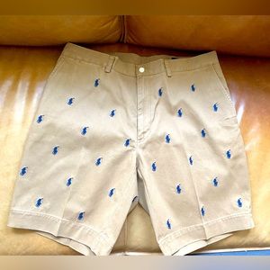 Polo Ralph Lauren Men’s Khaki Shorts with Navy Horses